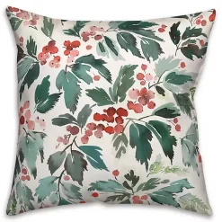 Christmas Pillows>Kirklands Home Watercolor Holly Pillow