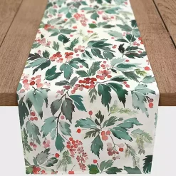 Christmas Dining & Entertaining>Kirklands Home Watercolor Holly Table Runner, 72 in.