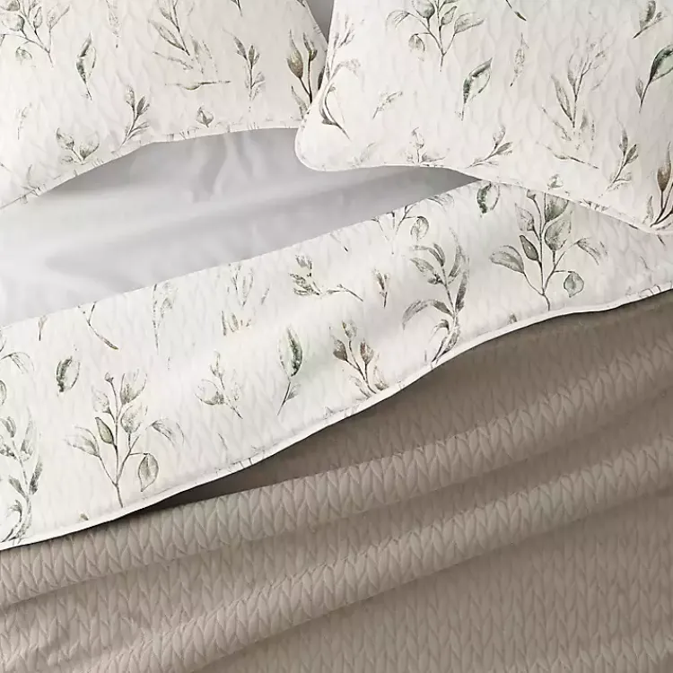 Kirklands Home Watercolor Leaves Reversible 3-pc. Queen Quilt Set New