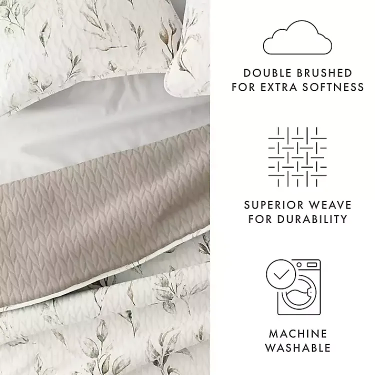 Kirklands Home Watercolor Leaves Reversible 3-pc. Queen Quilt Set New