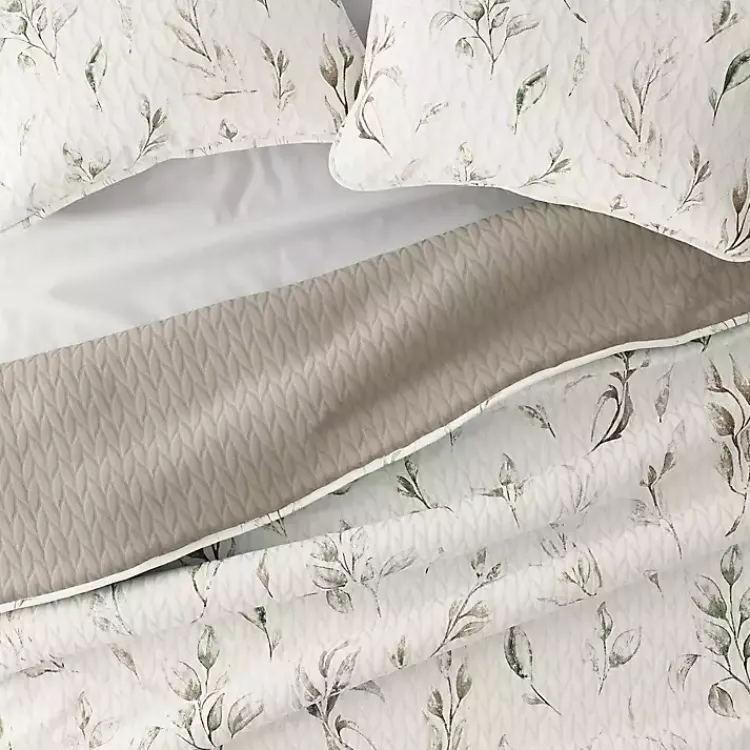 Kirklands Home Watercolor Leaves Reversible 3-pc. King Quilt Set New