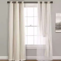 Kirklands Home Wheat Curtain Panel Set with Overlay, 95 in. New