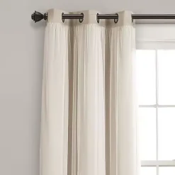 Kirklands Home Wheat Curtain Panel Set with Overlay, 95 in. New