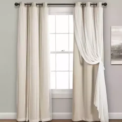 Kirklands Home Wheat Curtain Panel Set with Overlay, 108 in. Ivory Best