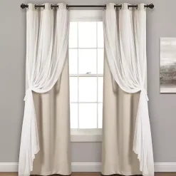 Kirklands Home Wheat Curtain Panel Set with Overlay, 108 in. Ivory Best