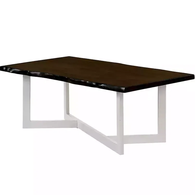Kirklands Home White and Dark Oak Wood Live Edge Coffee Table Brown Sale