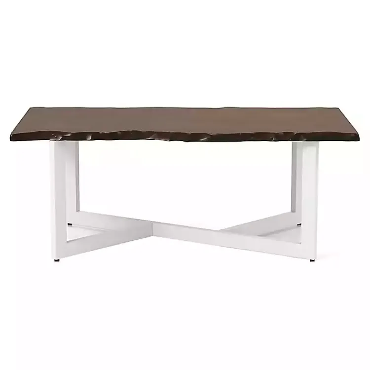 Kirklands Home White and Dark Oak Wood Live Edge Coffee Table Brown Sale