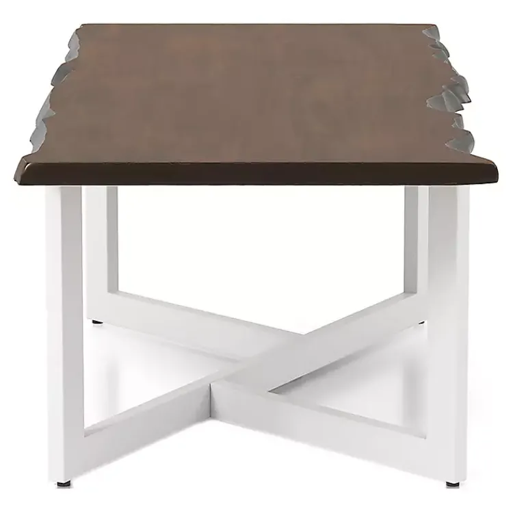 Kirklands Home White and Dark Oak Wood Live Edge Coffee Table Brown Sale