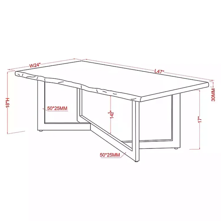 Kirklands Home White and Dark Oak Wood Live Edge Coffee Table Brown Sale