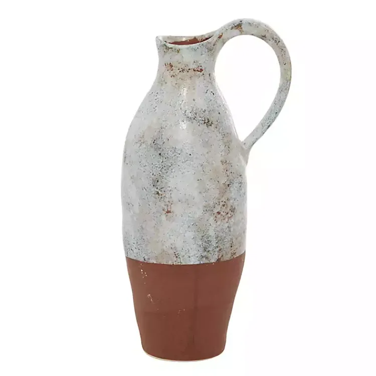 Vases>Kirklands Home White and Rust Brown Ceramic Vase, 14 in.