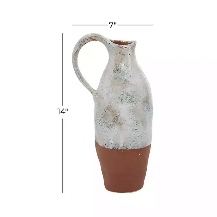 Vases>Kirklands Home White and Rust Brown Ceramic Vase, 14 in.