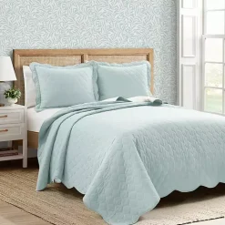 Kirklands Home White and Teal Scallop 3-pc. King Quilt Set Best