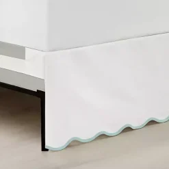Kirklands Home White Blue Scalloped Coastal King Bed Skirt Best
