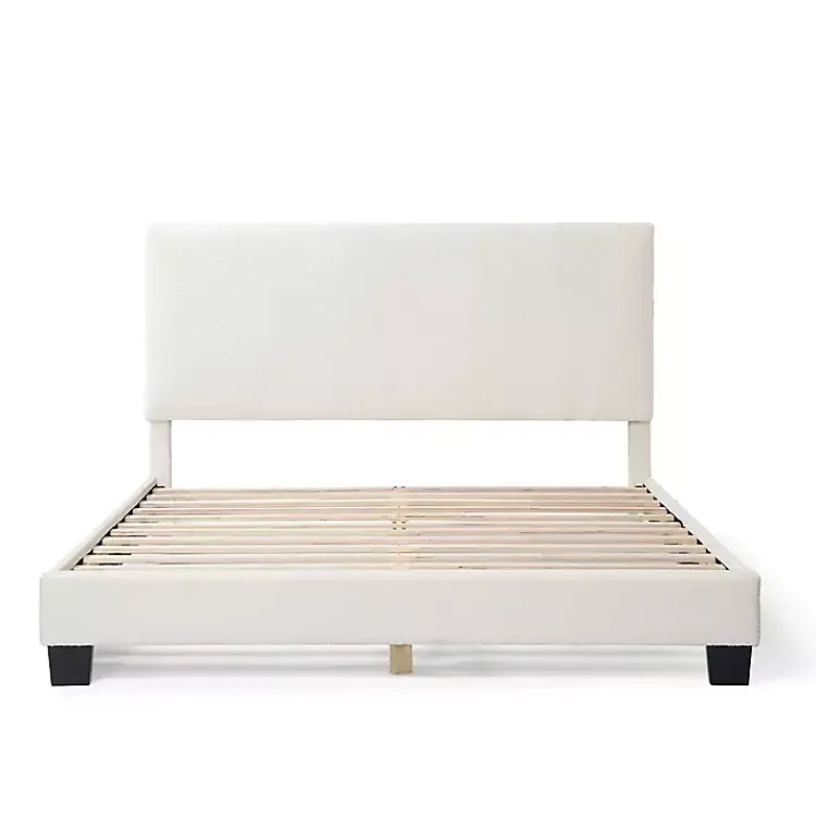 Kirklands Home Boucle Karson Queen Platform Bed White Clearance