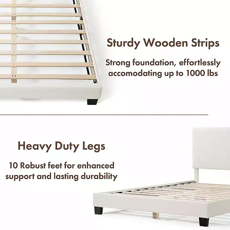Kirklands Home Boucle Karson Queen Platform Bed White Clearance