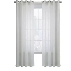 Kirklands Home Boucle Sheer Single Curtain Panel, 63 in. White Clearance