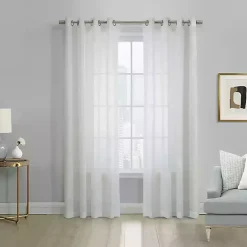 Kirklands Home Boucle Sheer Single Curtain Panel, 63 in. White Clearance
