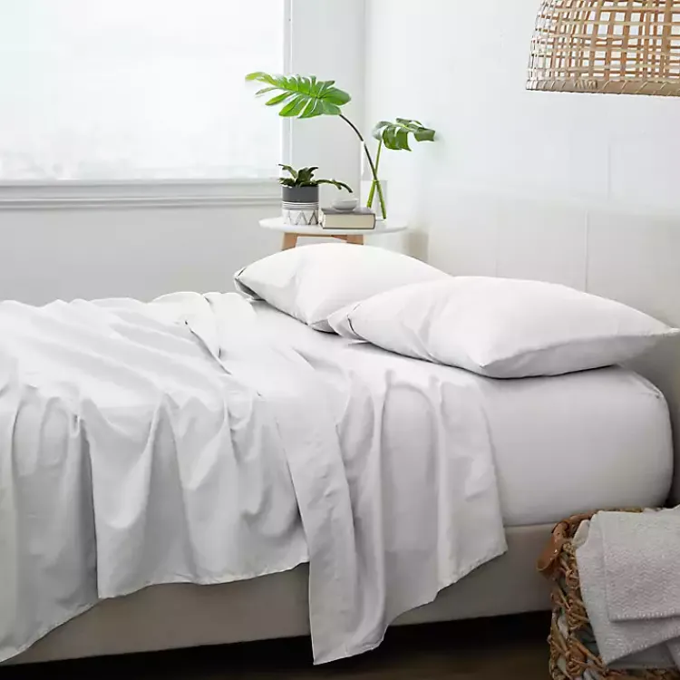 Kirklands Home Chambray 4-pc. Queen Bed Sheet Set White Hot