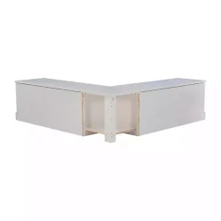 Kirklands Home White Corner Bench with Blue Cushions Outlet