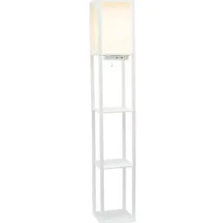 Kirklands Home Etagere Shelf Charging Floor Lamp White