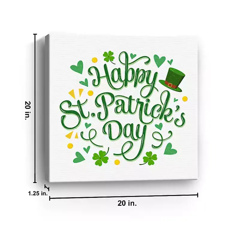 St Patricks Day Decorations>Kirklands Home Happy St. Patrick's Day Canvas Art Print White