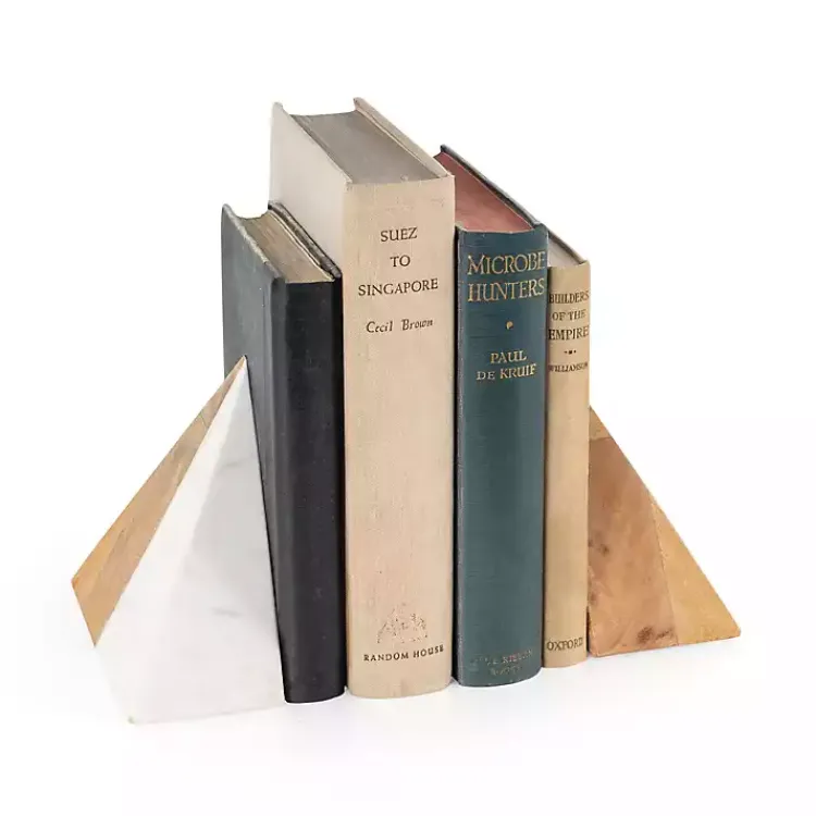 Decorative Accents>Kirklands Home White Marble & Mango Wood Bookends