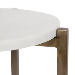 Kirklands Home Marble Gold Accent Table White