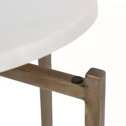 Kirklands Home Marble Walnut Accent Table White Sale
