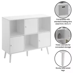 Kirklands Home Mid-Century Modern Cubby Cabinet White Clearance