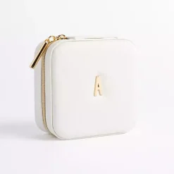 Monogram Seasonal Decor>Kirklands Home Monogram A Travel Jewelry Box White