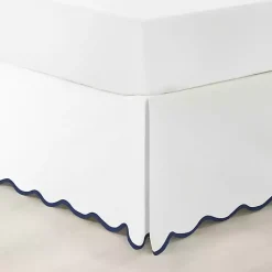 Kirklands Home White Navy Scalloped Coastal Queen Bed Skirt Online