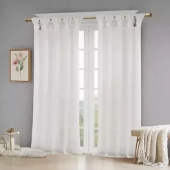 Kirklands Home Rosette Tab Top Curtain Panel, 63 in. White Best