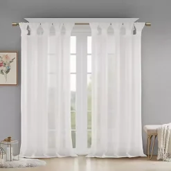 Kirklands Home Rosette Tab Top Curtain Panel, 95 in. White New