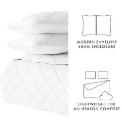 Kirklands Home Stitched Diamond 3-pc. Queen Quilt Set White New