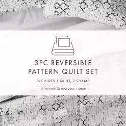 Kirklands Home White Trellis Reversible 3-pc. Queen Quilt Set Discount