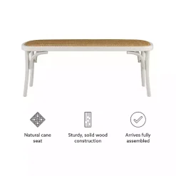 Kirklands Home Wood & Rattan Conelly Bench White Online