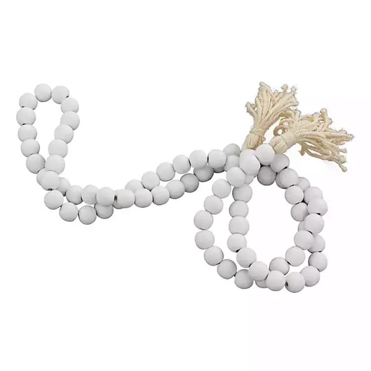 Decorative Accents>Kirklands Home Wood Beaded Tassel Garland White