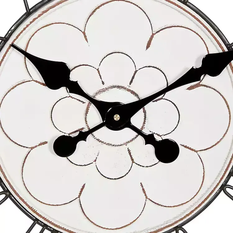 Kirklands Home White Wood Vintage Farmhouse Clock Hot