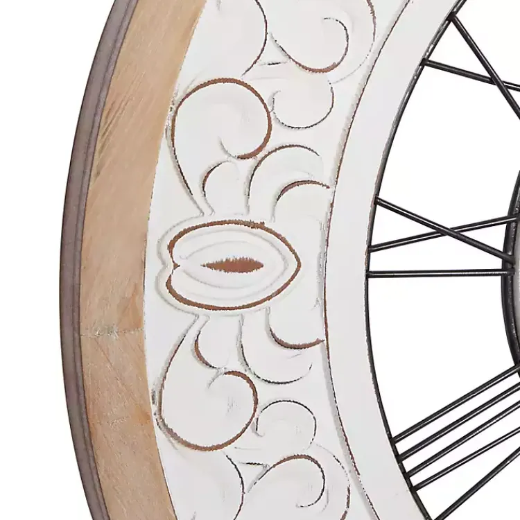 Kirklands Home White Wood Vintage Farmhouse Clock Hot