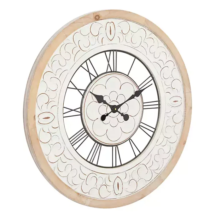 Kirklands Home White Wood Vintage Farmhouse Clock Hot