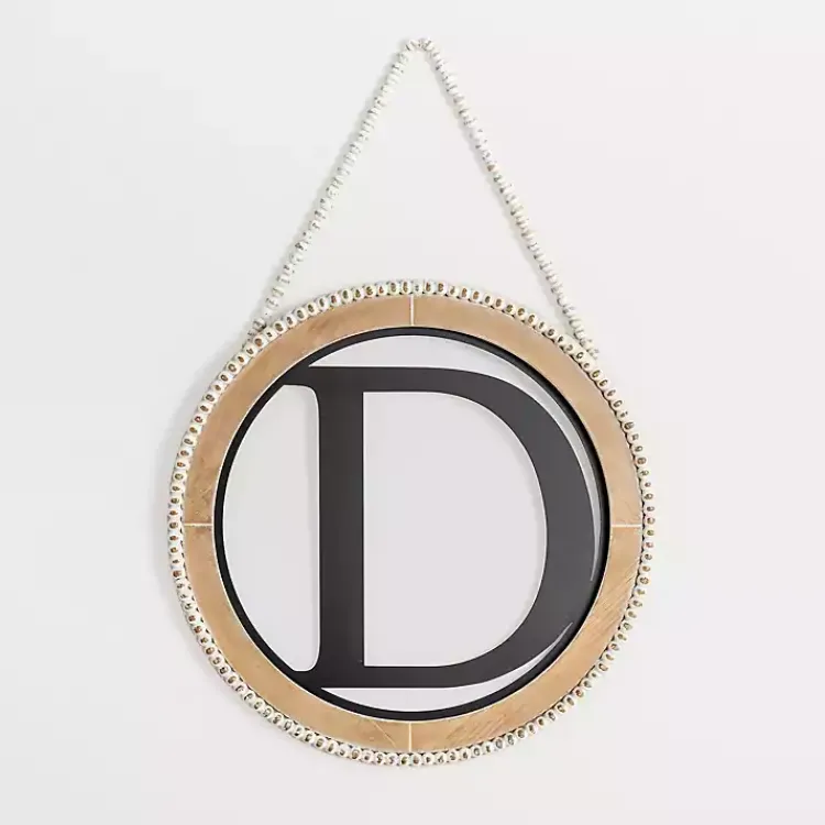 Kirklands Home Whitewash Bead Trim Monogram D Plaque Outlet