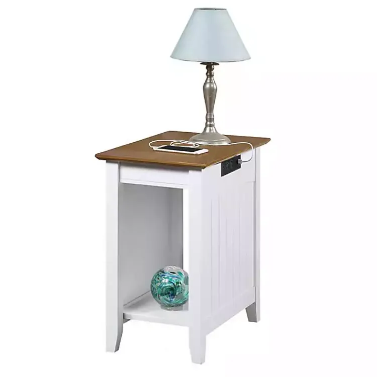 Kirklands Home Wood & Two-Tone Charging Open Accent Table White Best