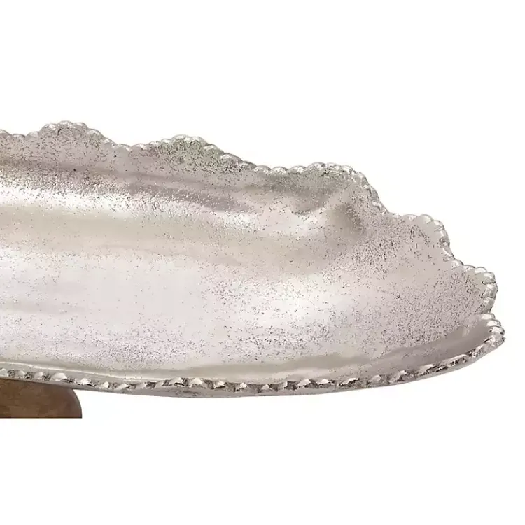 Decorative Trays>Kirklands Home Wood and Metal Scalloped Rim Tray