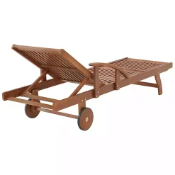 Kirklands Home Wood 2-pc. Outdoor Lounge Chair with Leg Rest Set Brown