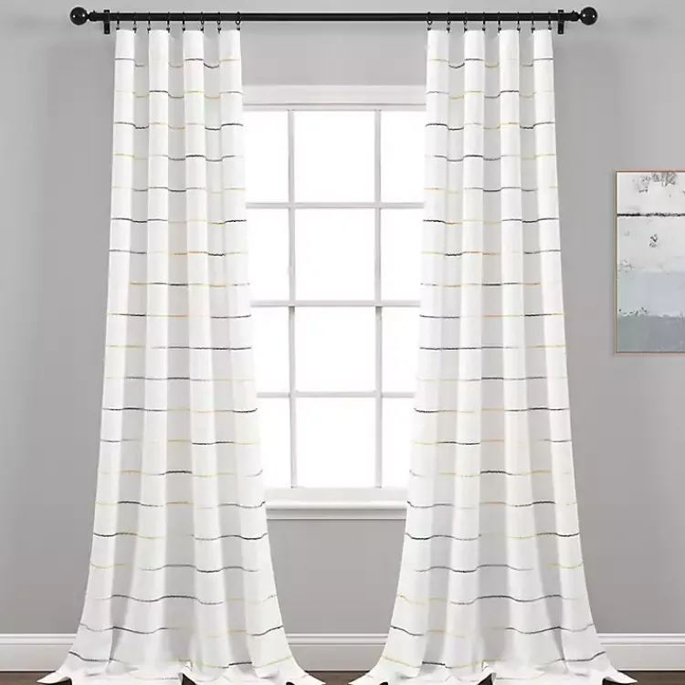 Kirklands Home Yellow and Gray Stripe Curtain Panel Set, 95 in. Online