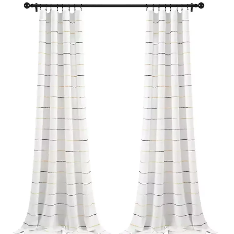 Kirklands Home Yellow and Gray Stripe Curtain Panel Set, 95 in. Online